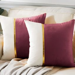 AEROHAVEN Purple & White 2 Pieces Colourblocked Square Cushion Covers-image-72