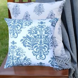 DESIGN GAATHA Assorted White & Blue 2 Pieces Floral Square Cushion Covers-91