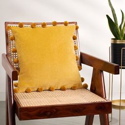 Living scapes by Pantaloons Yellow Square Cushion Cover-image-70