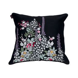 Perenne Design Black & Red Floral Embroidered Silk Square Cushion Cover-15
