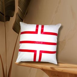 HOMPRIN White & Red Geometric Square Cushion Covers-17