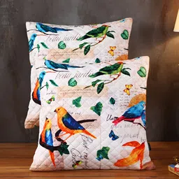 Soumya White & Green 2 Pcs Quirky Square Cushion Covers-image-28