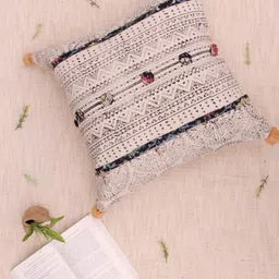 Art Avenue Fate Beige & Black Geometric Printed Cotton Square Cushion Cover-image-96