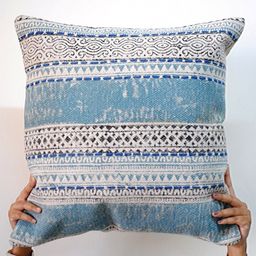 Art Avenue Lanium White & Blue Geometric Printed Cotton Square Cushion Cover-14