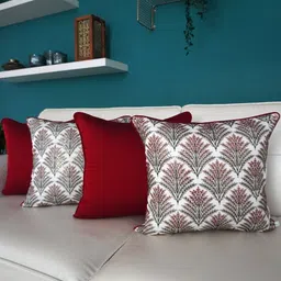 TARA- Sparkling Homes White & Maroon 4 Pieces Ethnic Motifs Square Cushion Covers-image-29