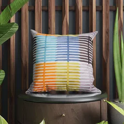 SHADES of LIFE Blue & Yellow 2 Pieces Embroidered Cotton Square Cushion Covers-9