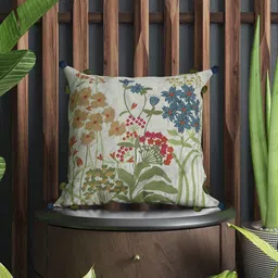 SHADES of LIFE White & Green 2 Pieces Floral Embroidered Cotton Square Cushion Covers-picture-36
