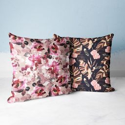 BIANCA Purple & Pink Set of 2 Floral Square Cushion Covers-57