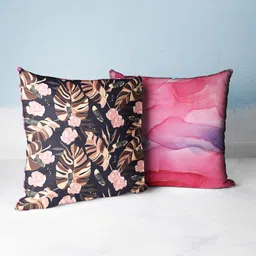 BIANCA Red & Purple Set of 2 Floral Square Cushion Covers-38