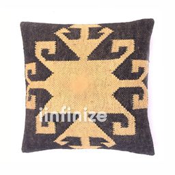 iinfinize Black and Beige Cushion Kilim Cover-44