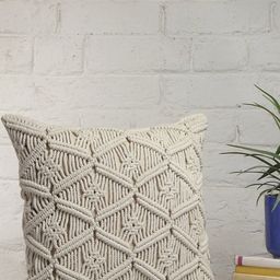 ANWYN Beige Textured Square Pure Cotton Cushion Cover-3