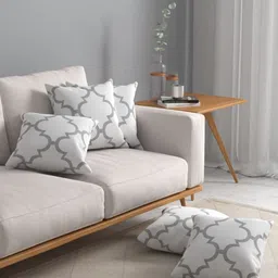 Myntra Elegant Homes Grey & White Set of 5 Geometric Square Cushion Covers-17