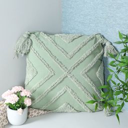 SASHAA WORLD 100% Cotton Tufted Cushion Cover with Tassels 45x45 cm-36