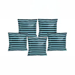 BIGGER FISH Blue & Black 5 Pieces Striped Square Cushion Covers-image-43