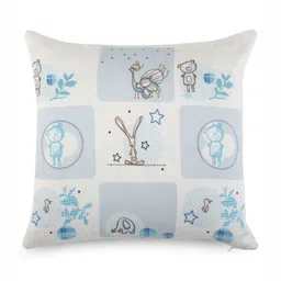 WAXWINGO White & Blue Cartoon Characters Square Cushion Covers-45