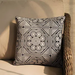 Pure Home and Living Black and Beige Embroidered Square Cushion Cover-18