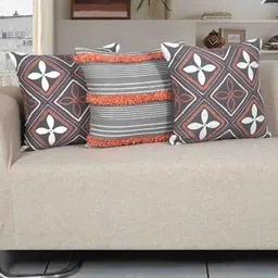Ode & Cleo Teal & White 3-Pieces Embroidered Pure Cotton Square Cushion Covers-image-15