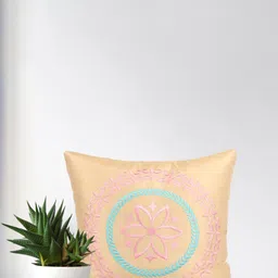 Home Beige & Turquoise Blue Embroidered Square Cushion Covers-image-77