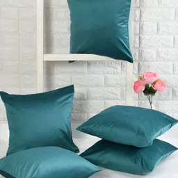 HOMADORN Green 5 Pieces Checked Velvet Square Cushion Covers-image-32