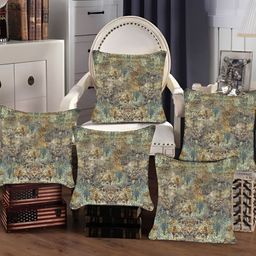 Tesmare Green 5 Pieces Abstract Velvet Square Cushion Covers-image-4