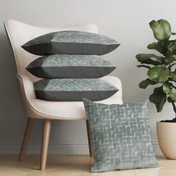 Just Home Grey Set of 4 Abstract Velvet Square Cushion Covers-3