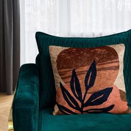 Tasseled Home Beige & Brown Floral Velvet Square Cushion Cover-image-66