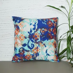 ZEBA Blue & Red Floral Square Cushion Cover-image-77