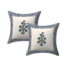 Texstylers Blue 2 Pcs Floral Cotton Square Cushion Covers-picture-14