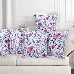 Texstylers Pink 5 Pieces Floral Square Cushion Covers-picture-6
