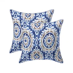 Texstylers Blue & White 2 Pieces Ethnic Motifs Cotton Square Cushion Covers-image-50