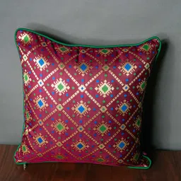 RoyalDeco Burgundy & Blue Ethnic Motifs Square Cushion Covers-image-93