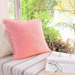 THROWPILLOW Peach-Coloured Embellished Square Cushion Cover-image-74