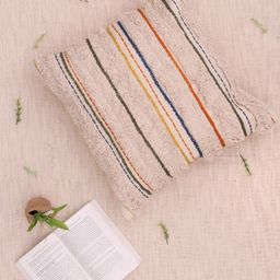 Art Avenue Blue & Orange Striped Cotton Square Cushion Cover-image-24