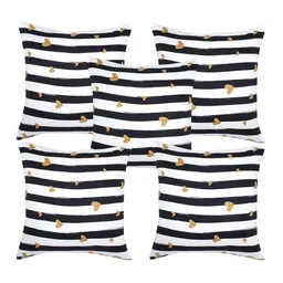 Alina decor Black & White 5 Pieces Striped Square Cushion Covers-picture-11
