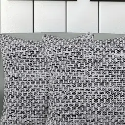 ZESTURE Grey & White 2 Pieces Abstract Textured Square Cushion Covers-47