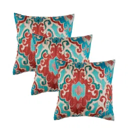 ZEBA Blue & Red 3 Pieces Abstract Printed Square Cushion Covers-picture-37