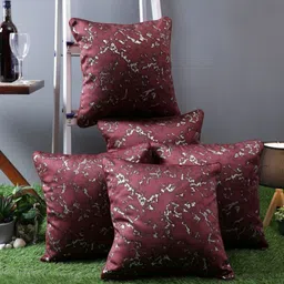Myntra Elegant Homes Burgundy & White Set of 5 Abstract Square Cushion Covers-38