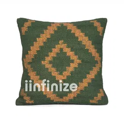 iinfinize Green and Brown Kilim Cushion Cover-image-5