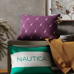 Nautica 2 Pieces Green & Purple Printed Cotton Rectangle Cushion Covers-picture-33