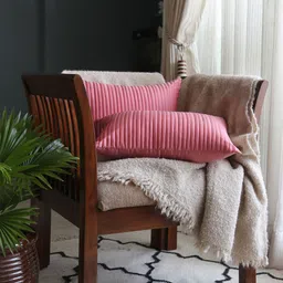 ANS Peach-Coloured 2 Pieces Self Designed Rectangle Cushion Covers-17