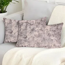 Tesmare Beige & Khaki 2 Pieces Abstract Velvet Rectangle Cushion Covers-picture-14