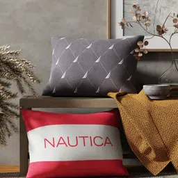 Nautica Grey & Pink 2 Pieces Geometric Rectangle Cushion Covers-image-90