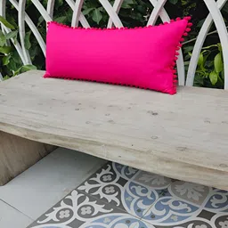 THROWPILLOW Pink Embellished Rectangle Cotton Cushion Cover-image-12