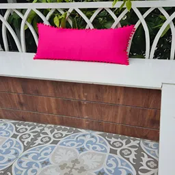 THROWPILLOW Pink Embellished Cotton Rectangle Cushion Cover-image-26