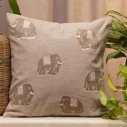 ZEBA Beige Embroidered Square Cushion Cover-picture-50