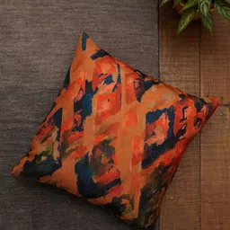 ZEBA Orange & Teal Abstract Square Cushion Covers-image-63
