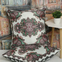 Alina decor White & Black 2 Pieces Ethnic Motifs Square Cushion Covers-image-10