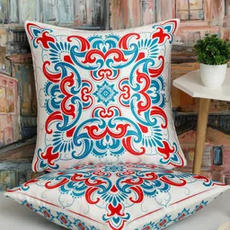 Alina decor Red & Blue 2 Pieces Ethnic Motifs Square Cushion Covers-image-41