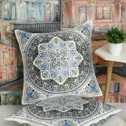 Alina decor Blue & Green 2 Pieces Ethnic Motifs Square Cushion Covers-image-85
