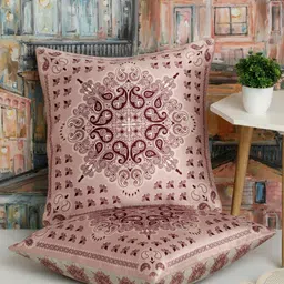 Alina decor Maroon 2 Pieces Ethnic Motifs Square Cushion Covers-image-1